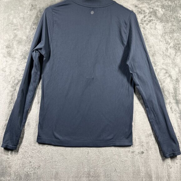 Athleta Flurry Seamless Henley Long Sleeve Top Womens Large Gray Blue Stretch - Picture 6 of 12